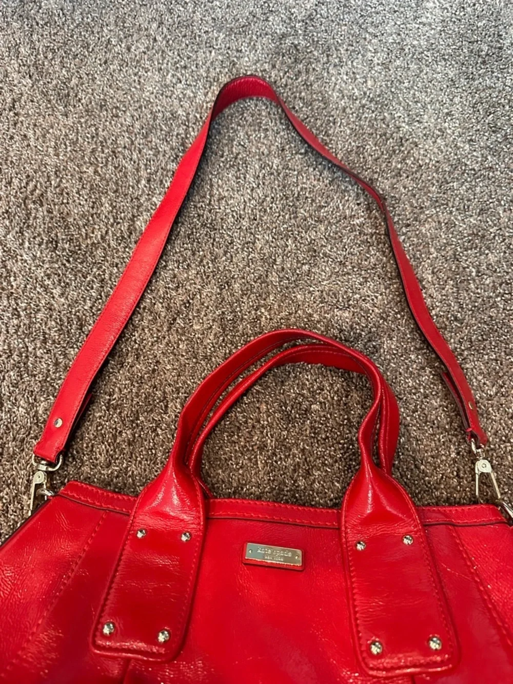 Kate Spade Candy Apple Red Patent Leather Satchel Crossbody Bag